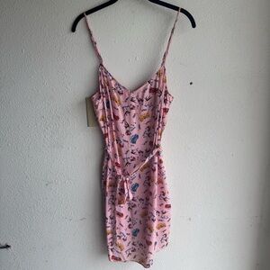 HVN Car-print Silk Mini Slip Dress with belt In Pink Miami